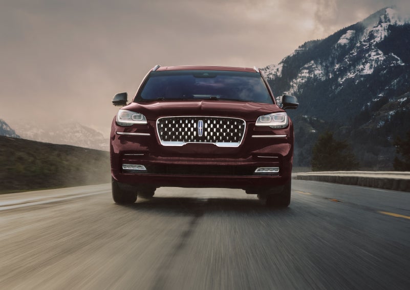 A 2024 Lincoln Aviator® SUV is shown in the Diamond Red exterior color. | Empire Lincoln of Huntington in Huntington NY