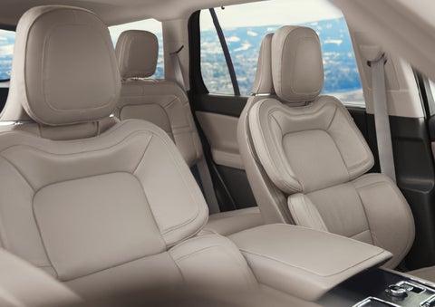 The interior of a 2024 Lincoln Aviator® SUV in the Sandstone interior color | Empire Lincoln of Huntington in Huntington NY