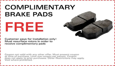 Complimentary Brake Pads - FREE!!!
